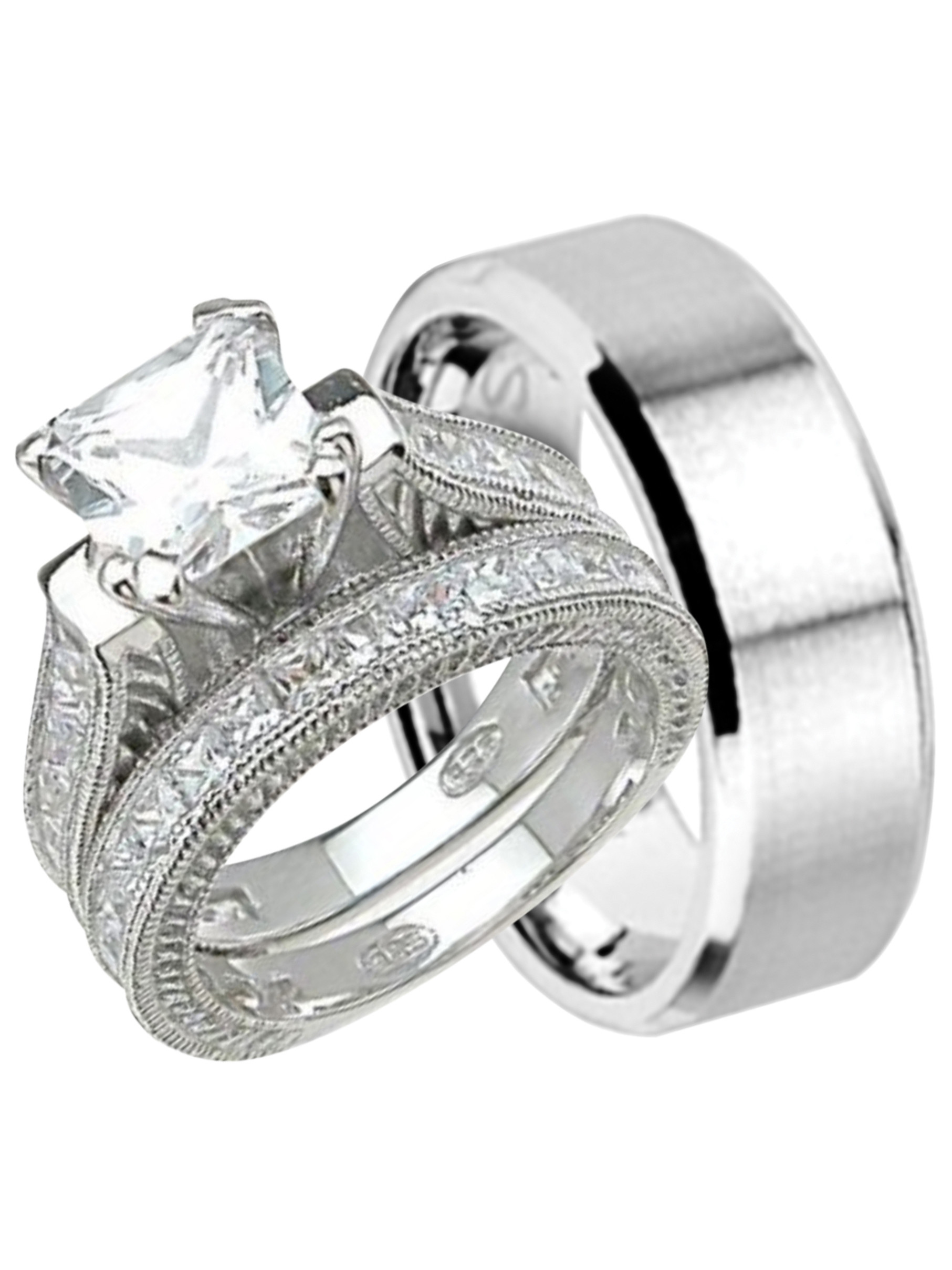 Cheap Wedding Rings Sets For Him And Her
 LaRaso & Co His and Hers Wedding Ring Set Cheap Wedding