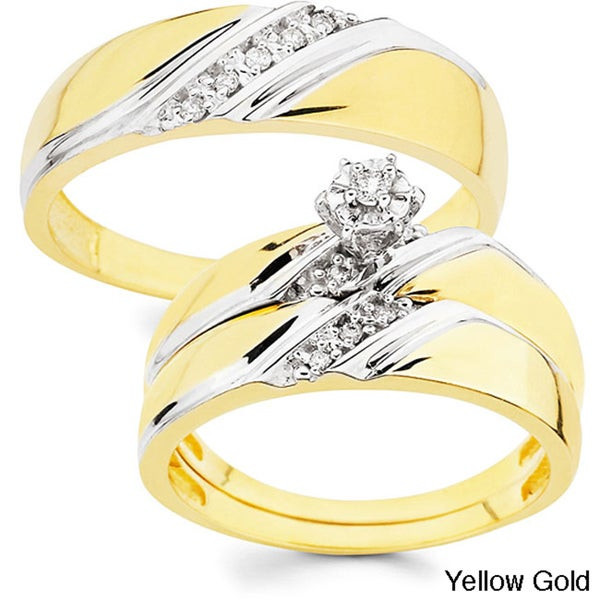 Cheap Wedding Rings Sets For Him And Her
 Shop 10k Gold 1 10ct TDW His and Her Wedding Ring Set H I