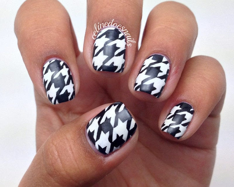 Checkered Nail Designs
 DIY Houndstooth Nail Art · How To Paint A Checkered Nail