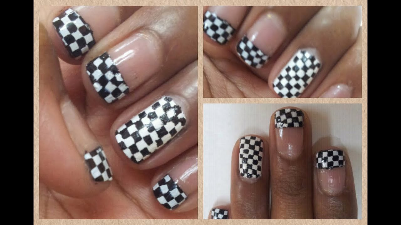 1. Black and White Checkered Acrylic Nails - wide 4