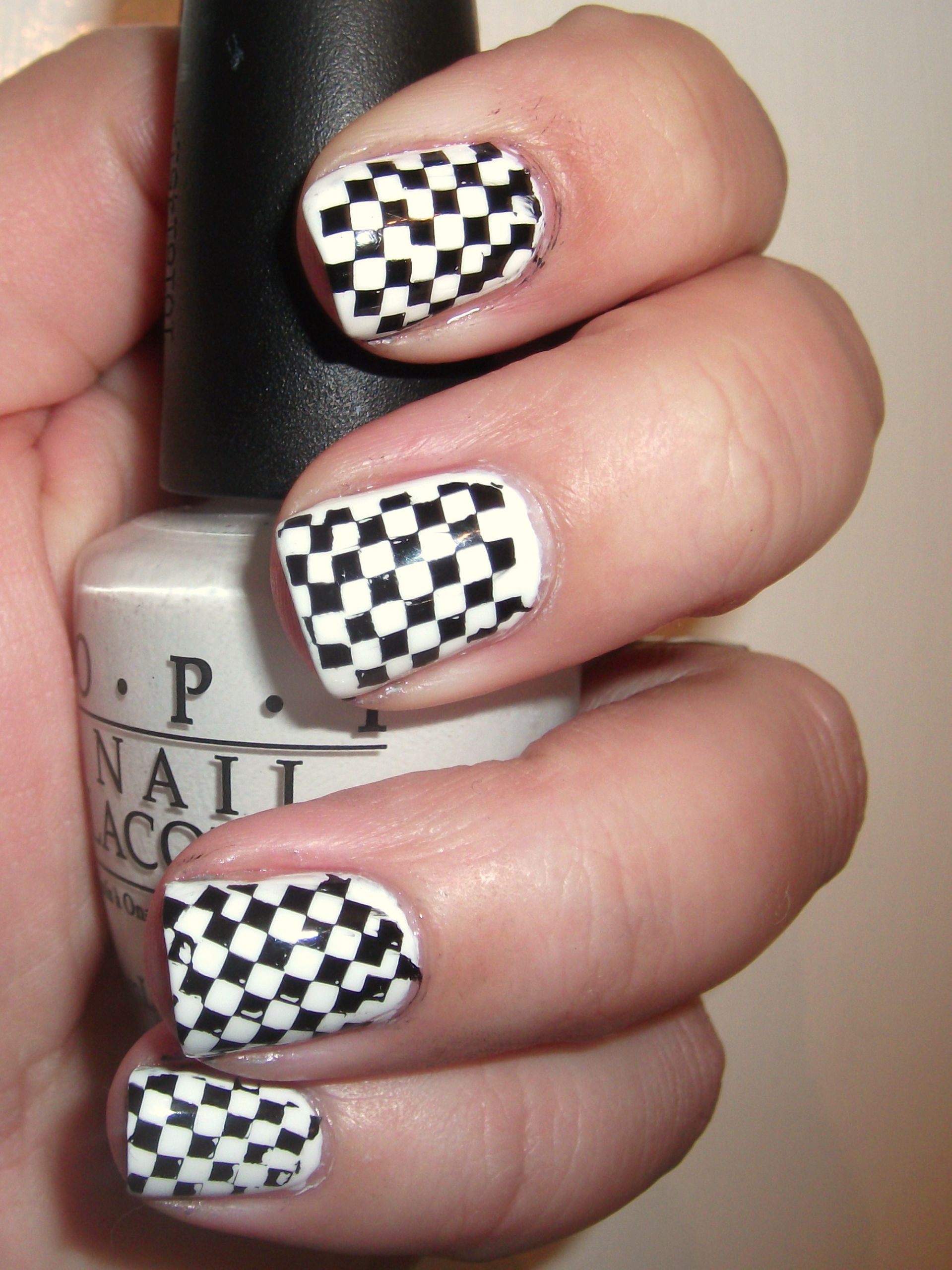 Checkered Nail Designs
 Black and White Checkered Nails