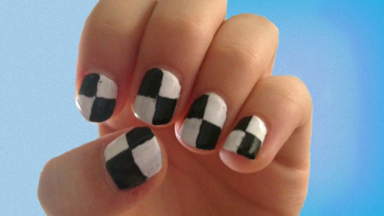 Checkered Nail Designs
 Checkered Nail Art Tutorial Just Using Tape EASY