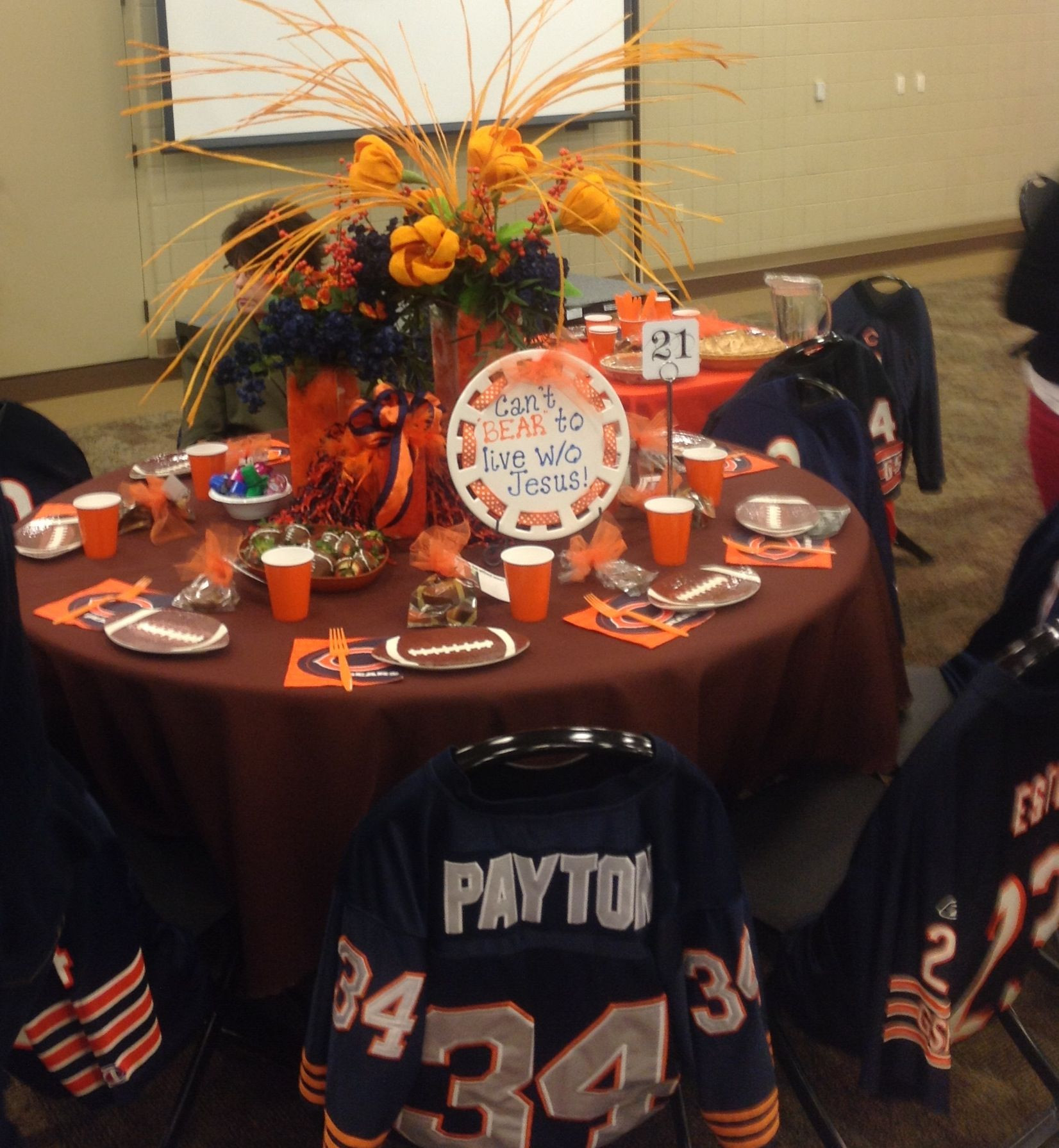 Chicago Kids Birthday Party
 Chicago Bears theme Table Decor
