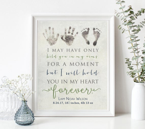 Child Memorial Gifts
 Personalized Baby Memorial Gift Print with Actual Handprints