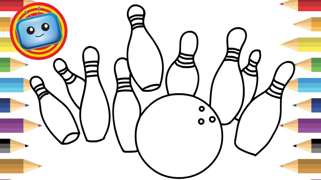Children Coloring Page
 Bowling Ball and Pins Colouring Pages for Kids