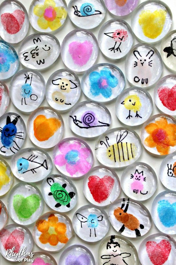 Children Gift Idea
 Fingerprint Art Glass Magnets Craft for Kids VIDEO