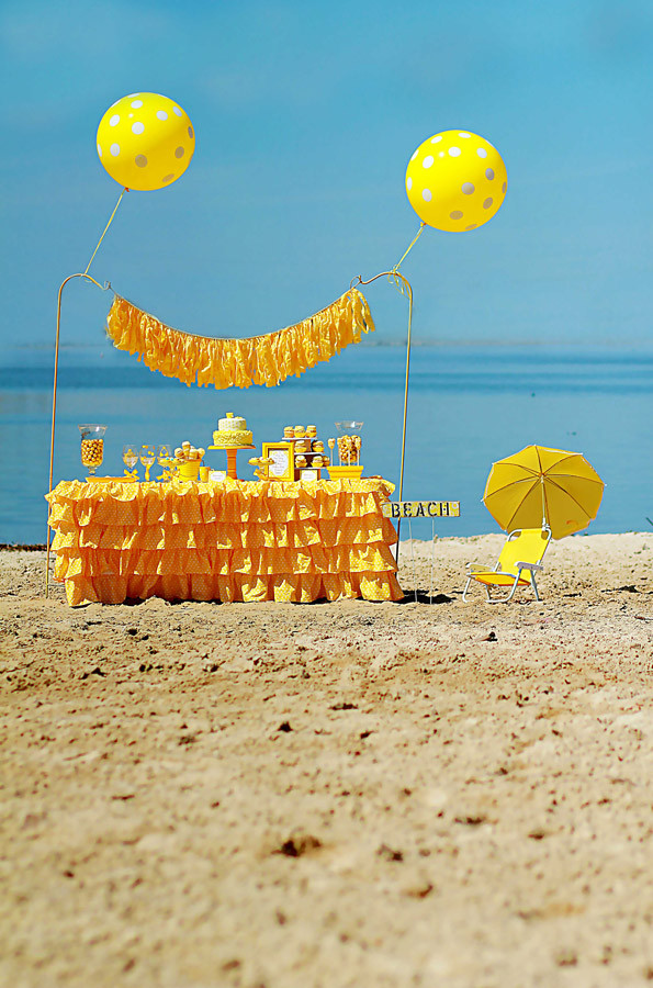 Childrens Beach Party Ideas
 Kids Yellow Polka Dot Bikini Beach Party Evite