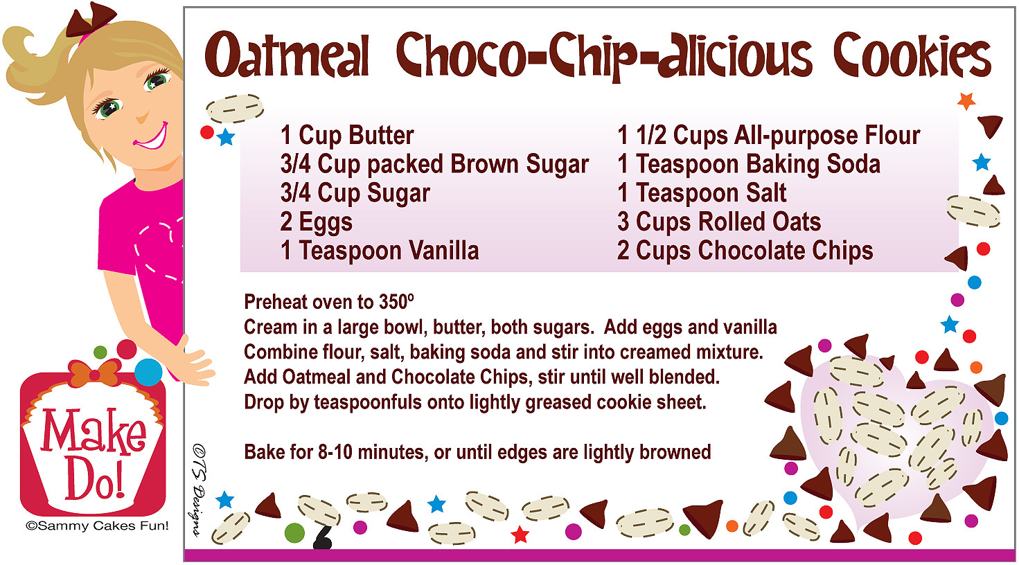 Chocolate Cakes Recipes For Kids
 Oatmeal Choco Chip alicious Cookie Recipe