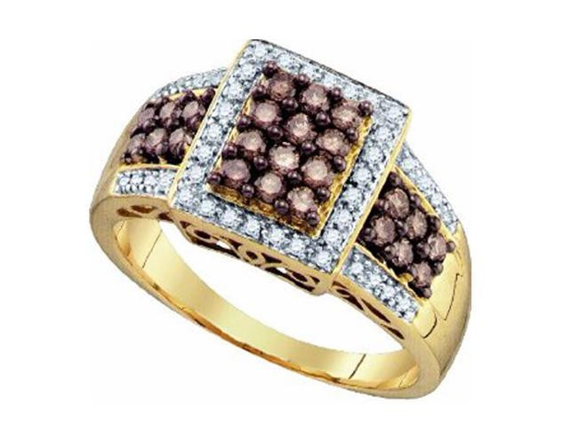 Chocolate Diamond Rings For Women
 0 67CT Chocolate Brown White Diamond 10K Yellow Gold
