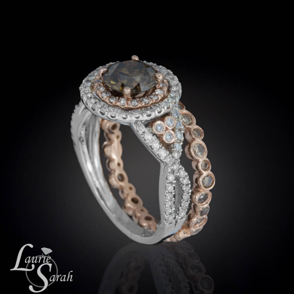 Chocolate Diamond Wedding Rings
 Mocha Colored Brown Diamond Wedding Ring Set by