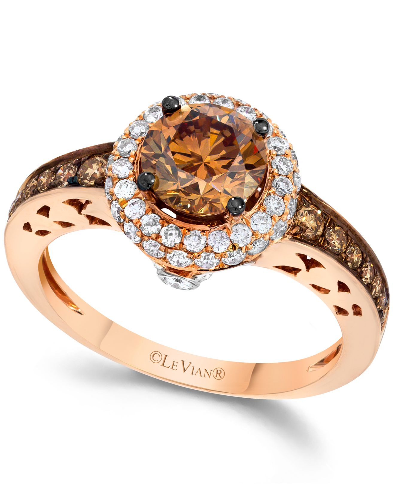 Chocolate Diamond Wedding Rings
 Le vian Chocolate And White Diamond Engagement Ring In 14k