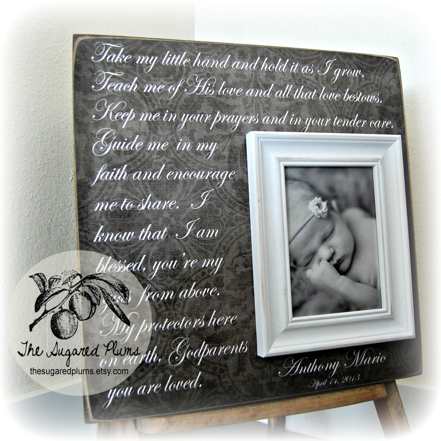 Christening Gift Ideas From Godmother
 Baptism Gift for GODPARENTS Picture Frame by