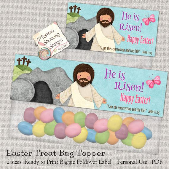 Christian Easter Party Ideas
 Christian Easter Treat Bag Toppers Printable He Is Risen