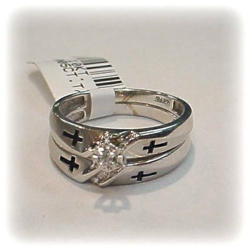 Christian Wedding Rings
 Diamond Christian CROSS Wedding Ring Set Gold 10K