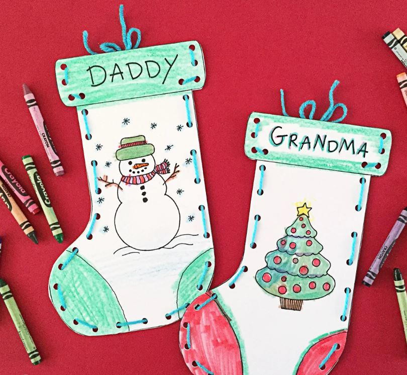 Christmas Arts And Craft Ideas For Toddlers
 Free Printable Paper Stocking Craft for Kids