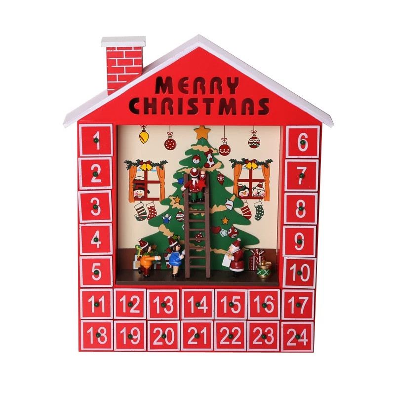 Christmas Countdown Calendar With Candy
 28 38cm Christmas Wooden Advent Calendar House Christmas