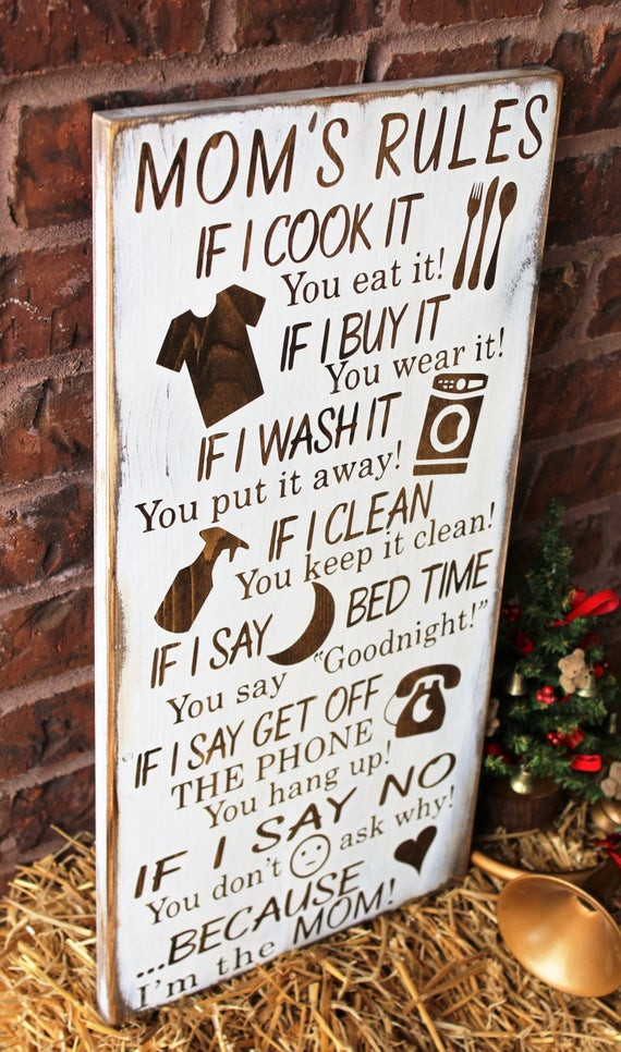 Christmas Gift Ideas For Moms
 Gifts For Mom Mom s Rules Rustic Wood Sign by