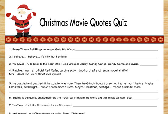 christmas movie quote trivia game