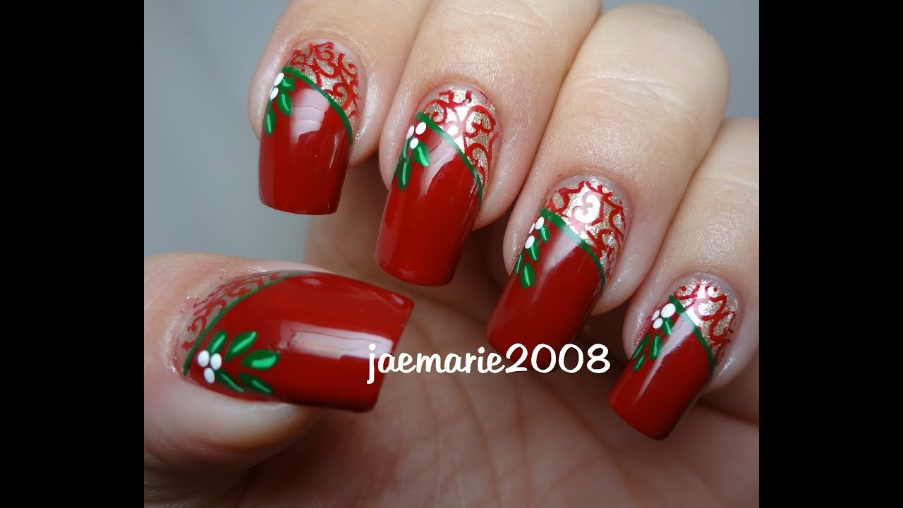 Christmas Nail Ideas
 Vintage Mistletoe Christmas Nail Design