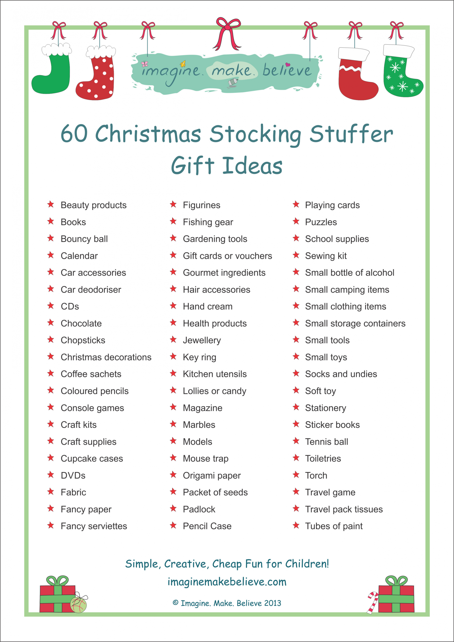 Christmas Stocking Gift Ideas
 Christmas Archives Imagine Make Believe