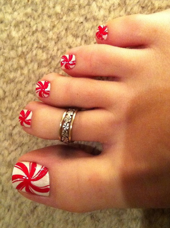 Christmas Toe Nail Designs Pinterest
 christmas cute nail art peppermint toe nails image