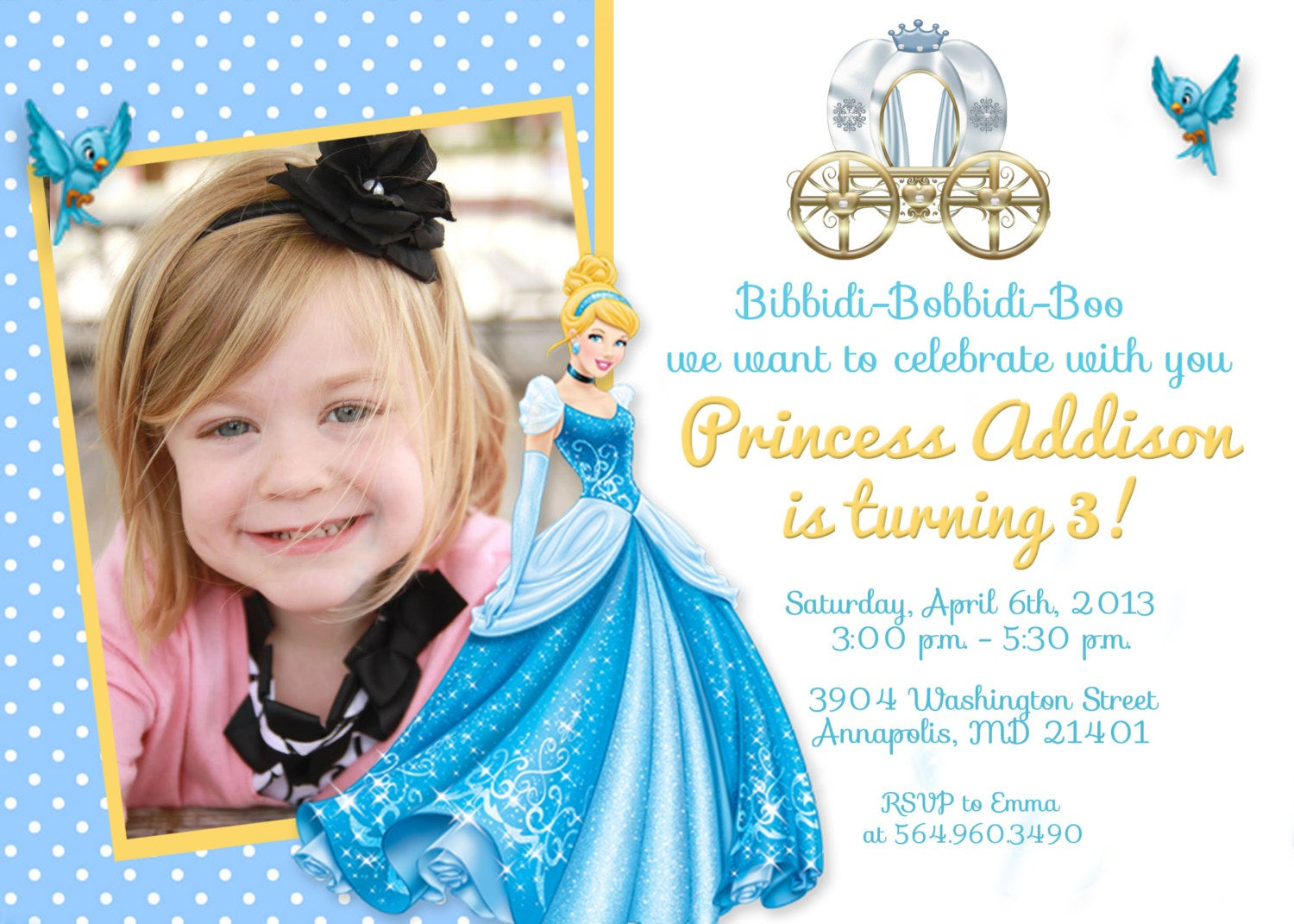 Cinderella Birthday Invitation
 Cinderella Princess Birthday Party Invitation Digital