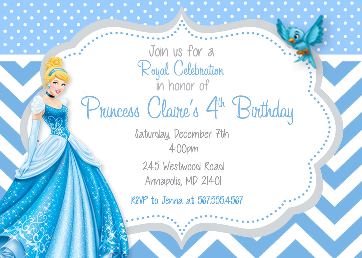 Cinderella Birthday Invitation
 Cinderella Princess Birthday Party Invitation by