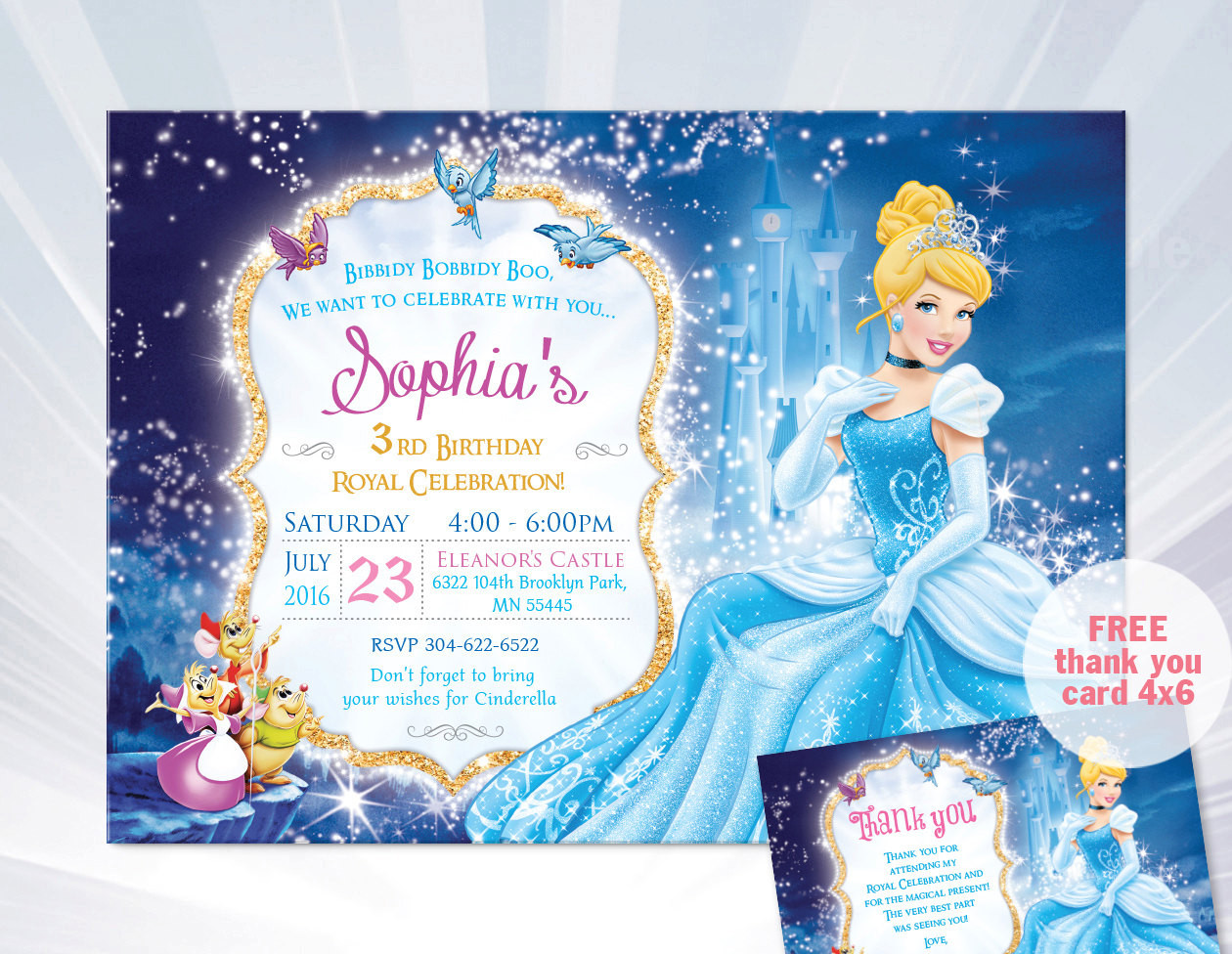 Cinderella Birthday Invitation
 princess cinderella birthday invitation princess by