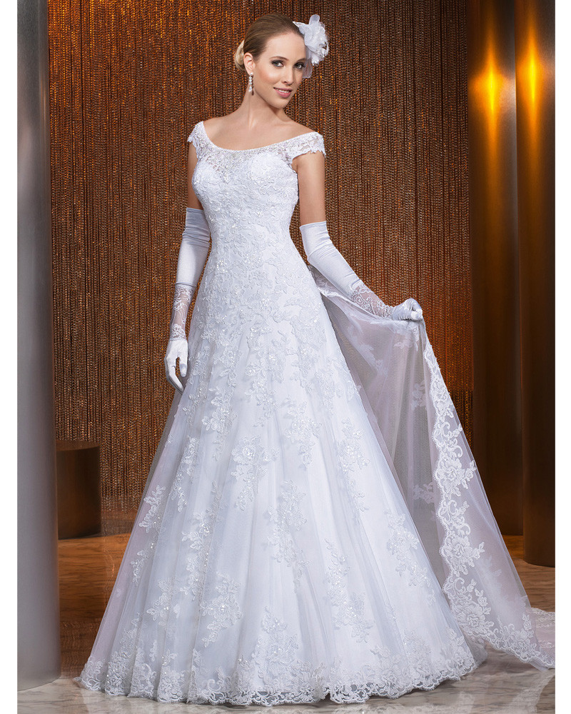 Civil Wedding Dress
 Vestidos de Noivas 2014 y Short Sleeve Lace Wedding