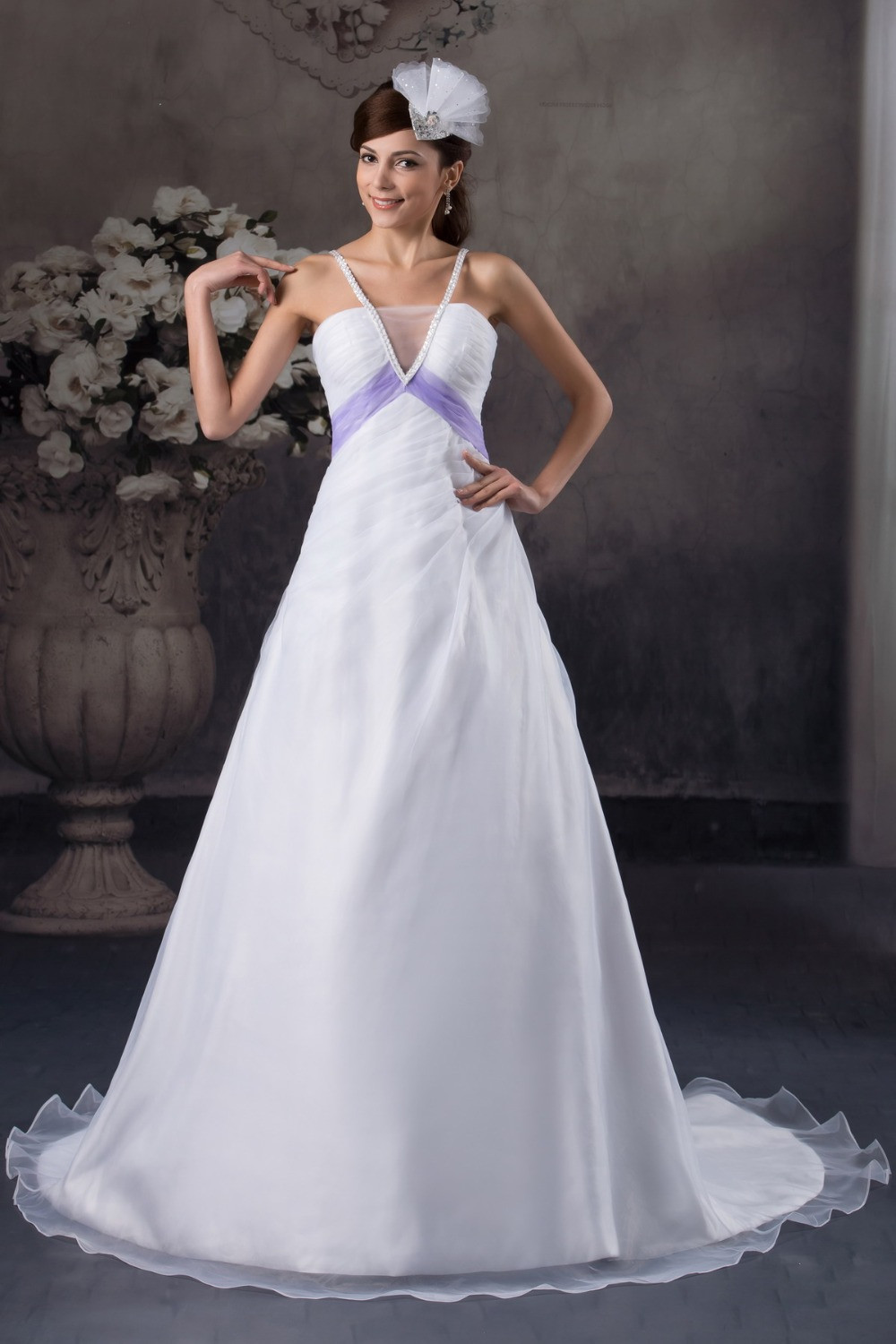 Civil Wedding Dress
 china wedding dresses with Sleeveless V neck Spaghetti