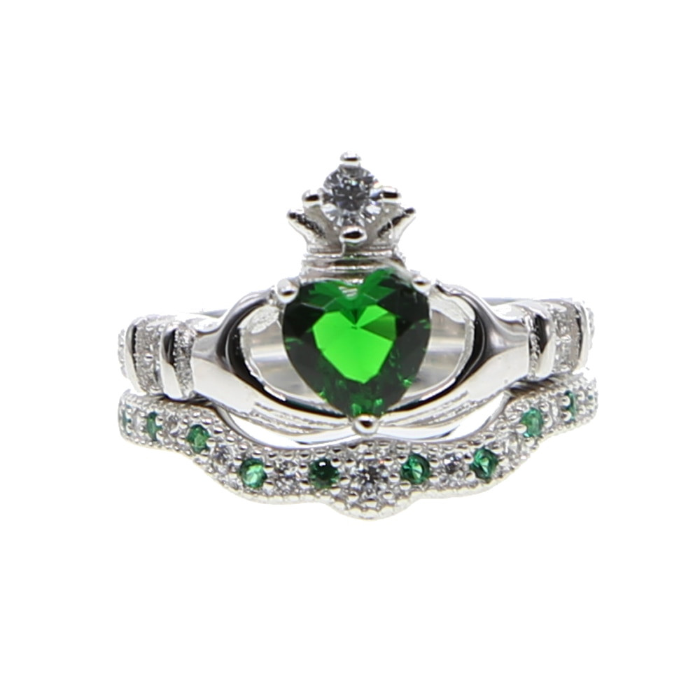 Claddagh Wedding Ring Set
 2018 wedding engagement style heart cubic zirconia 925