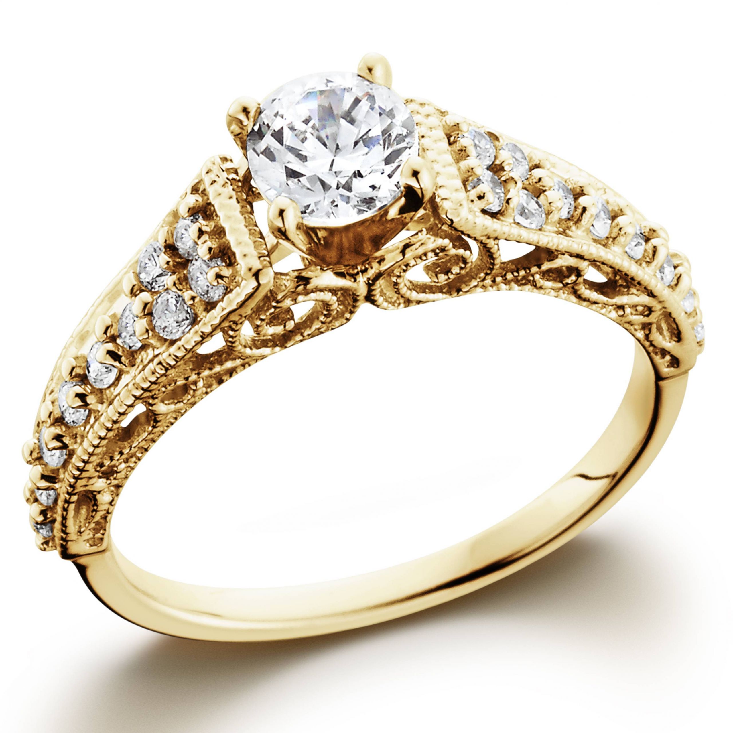 Classic Wedding Rings
 5 8ct Vintage Diamond Engagement Ring 14K Yellow Gold
