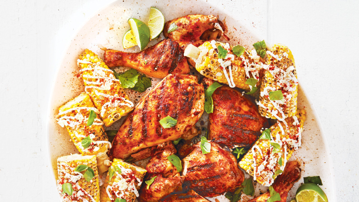 Clean Eating Chicken Marinade
 Marinated Flattened Chicken with Mexican Style Street Corn