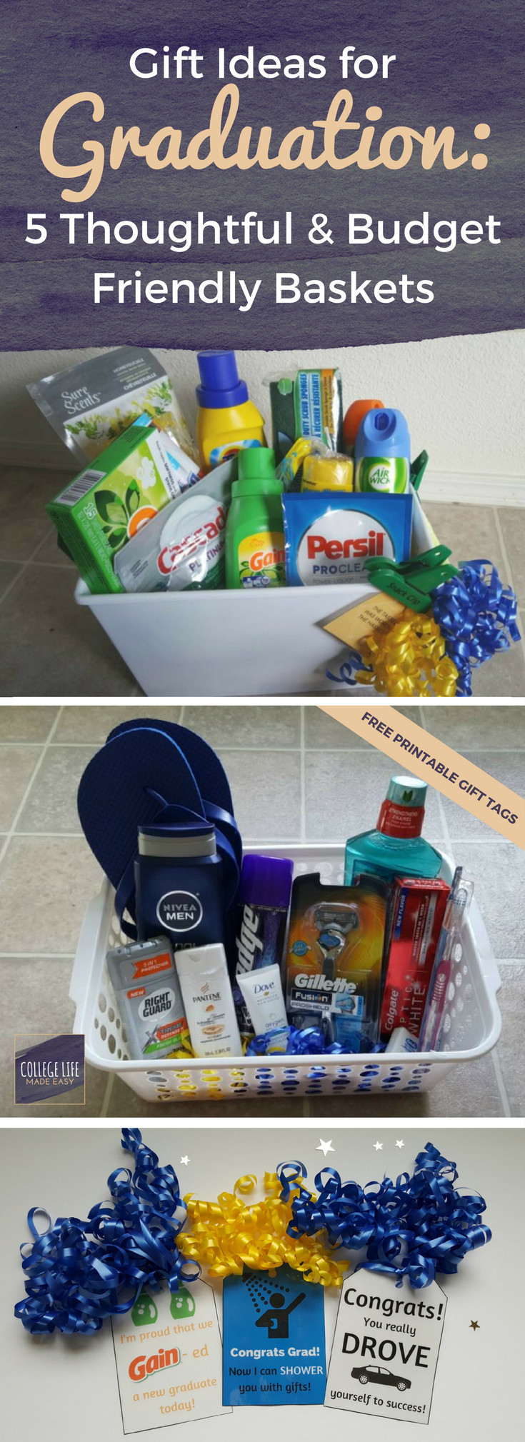 College Graduation Gift Ideas For Girls
 5 DIY Going Away to College Gift Basket Ideas for Boys