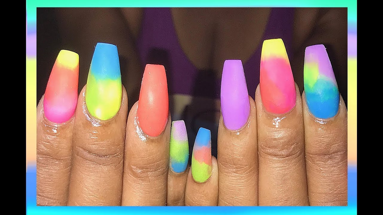 Color Nail Ideas
 Matte Summer Colors Acrylic Nails Design