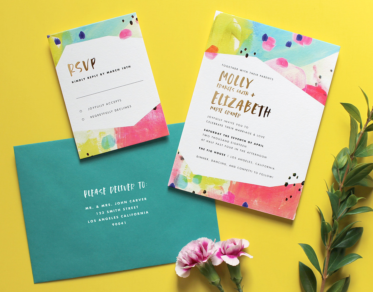 Colorful Wedding Invitations
 Bright and Colorful Modern Wedding Invitations