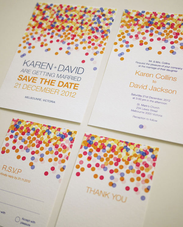 Colorful Wedding Invitations
 Colorful Confetti Wedding Invitation Set PRINTABLE