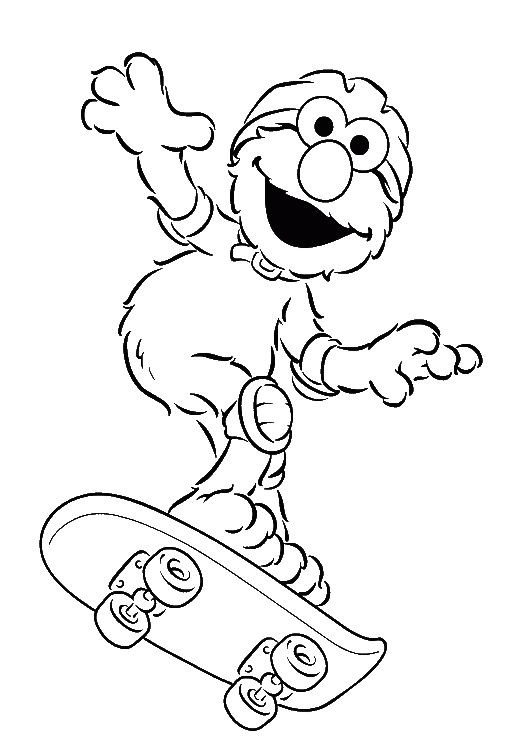 Coloring Book For Toddler
 Elmo Playing Skate Board Coloring Page Elmo Coloring