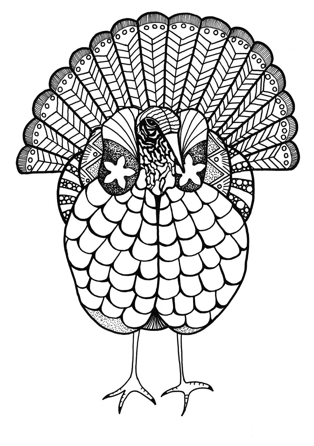 Coloring Pages Adult
 Colorful Turkey Adult Coloring Page