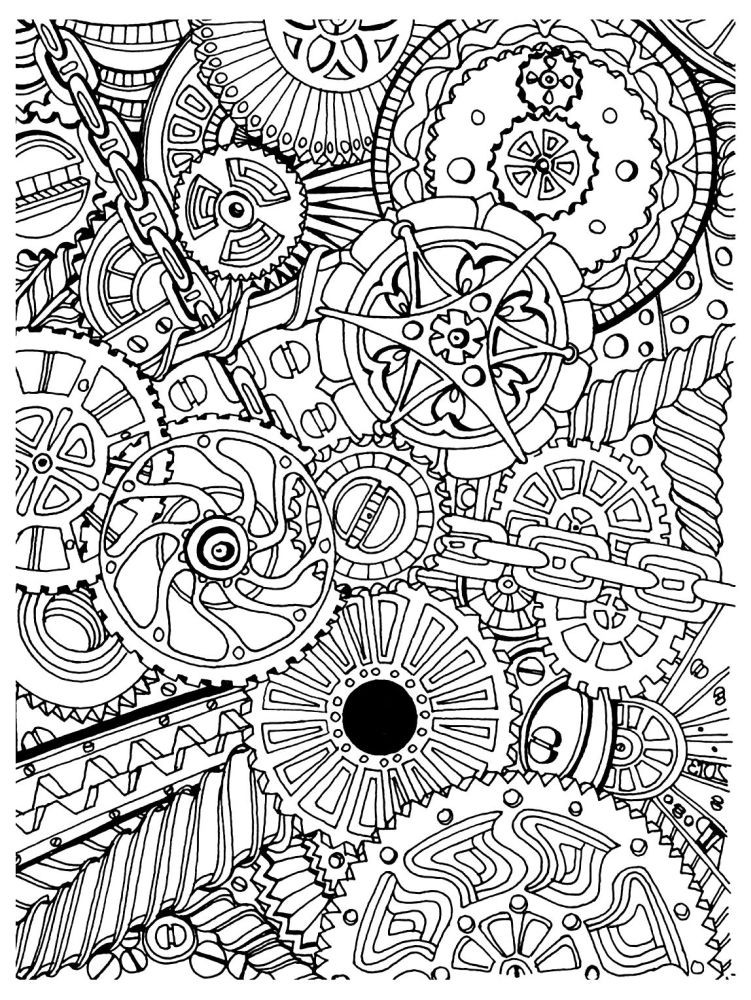 Coloring Pages For Adults Difficult
 intricate design of gear for adult difficult coloring