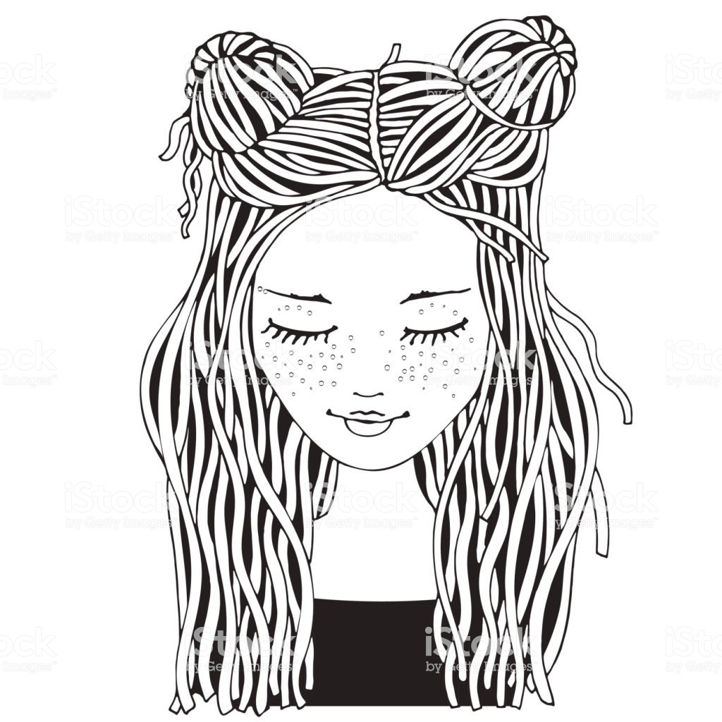 Coloring Pages For Adults Girls
 Cute Girl Coloring Book Page For Adult And Children Black
