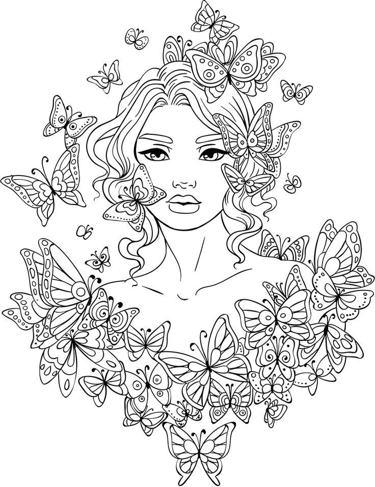 Coloring Pages For Adults Girls
 Line Artsy Free adult coloring page Butterflies Around