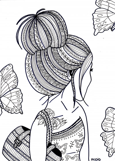 Coloring Pages For Adults Girls
 Free coloring page for adults Girl with tattoo Gratis