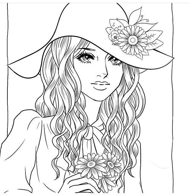 Coloring Pages For Adults Girls
 1068 best female colar cards images on Pinterest