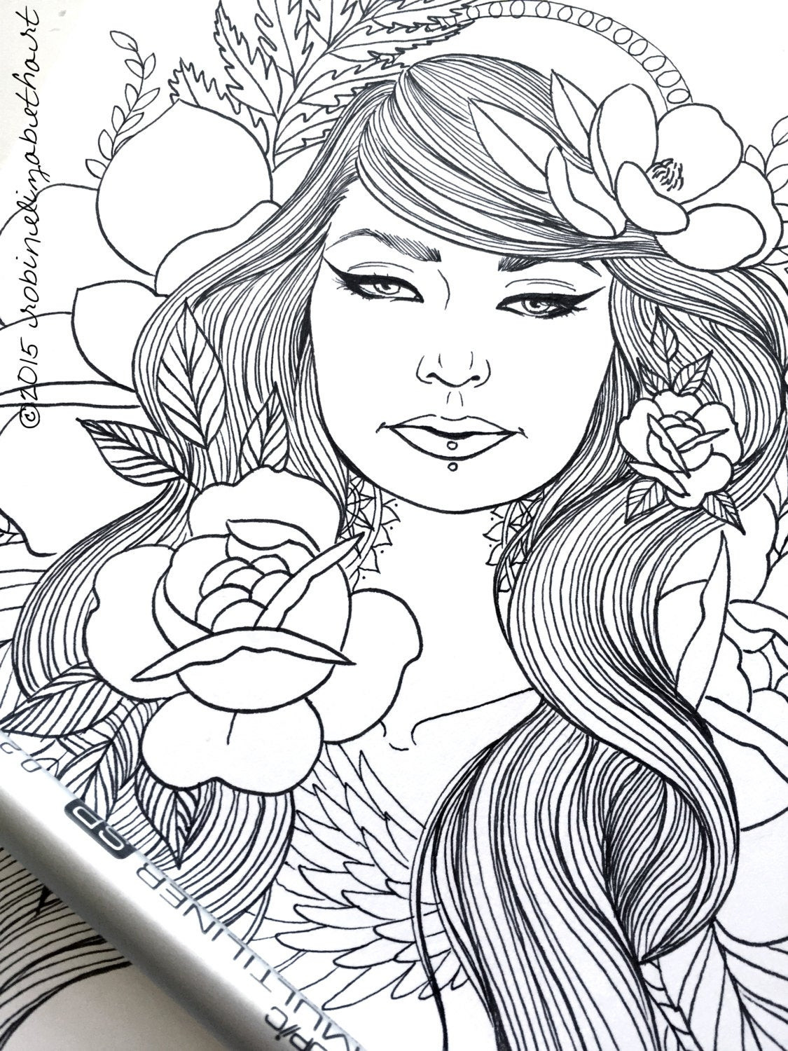 Coloring Pages For Adults Girls
 Girls with Tattoos Pack Adult Coloring Pages Magnolias