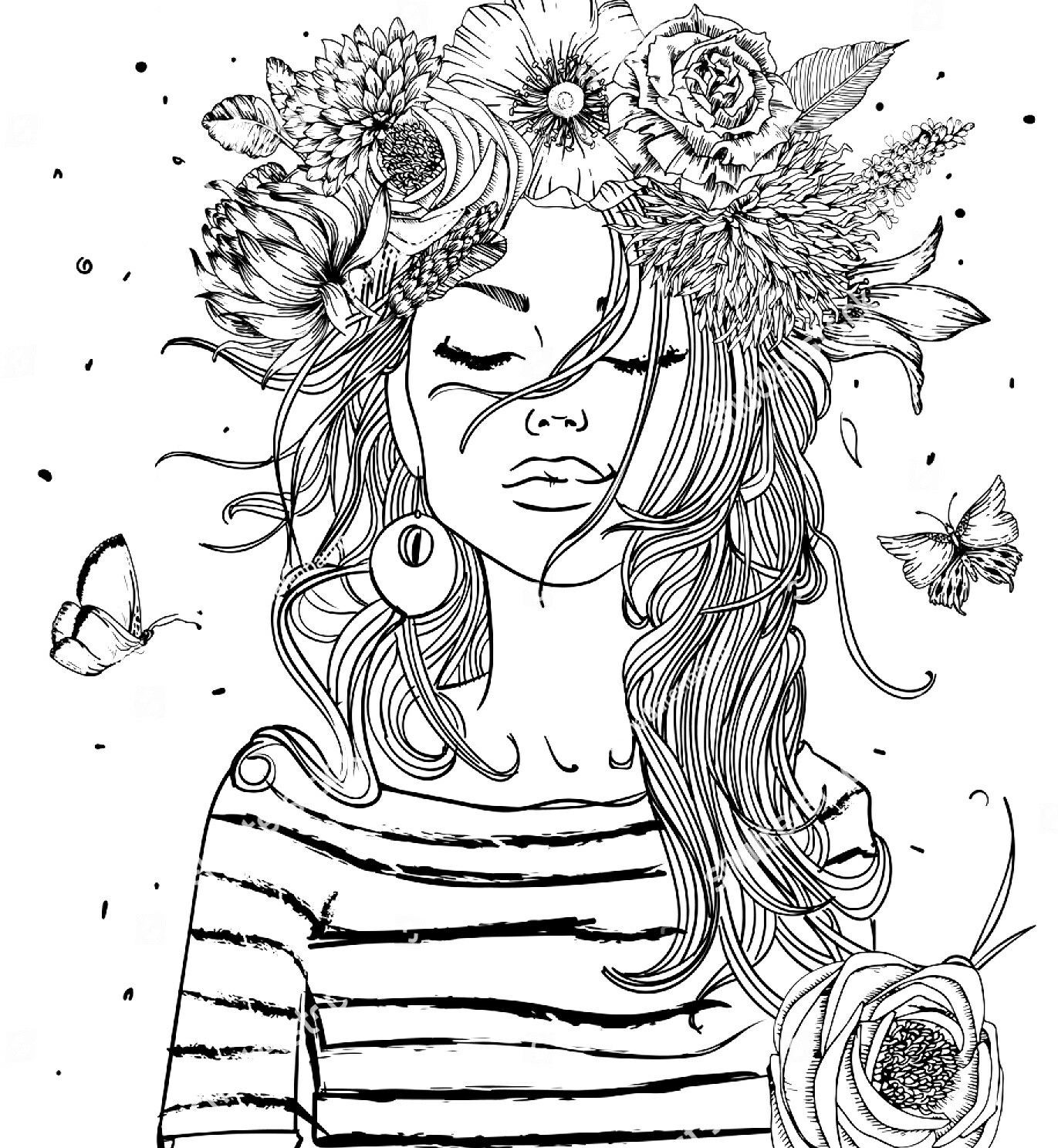 Coloring Pages For Adults Girls
 Pin de Gary Simmons en Coloring