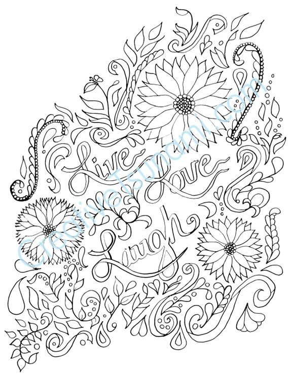 Coloring Pages For Adults Love
 Adult Coloring Page Live Love Laugh