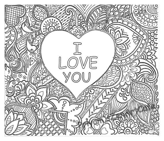 Coloring Pages For Adults Love
 easy coloring page romantic t I love you art love