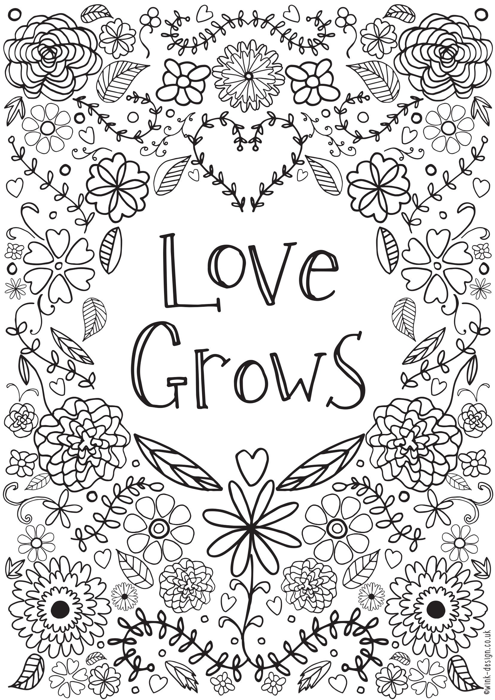 Coloring Pages For Adults Love
 love grows colouring