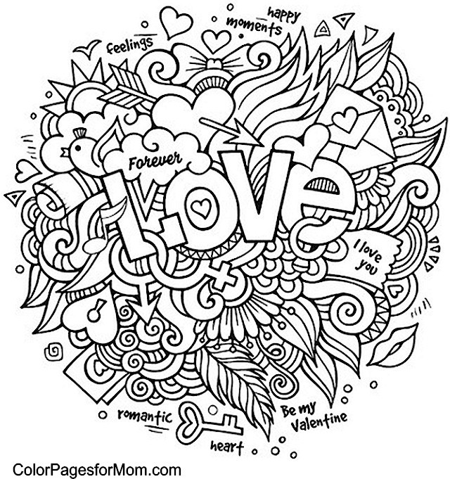 Coloring Pages For Adults Love
 Printable Valentine s Day Coloring Pages My Craftily